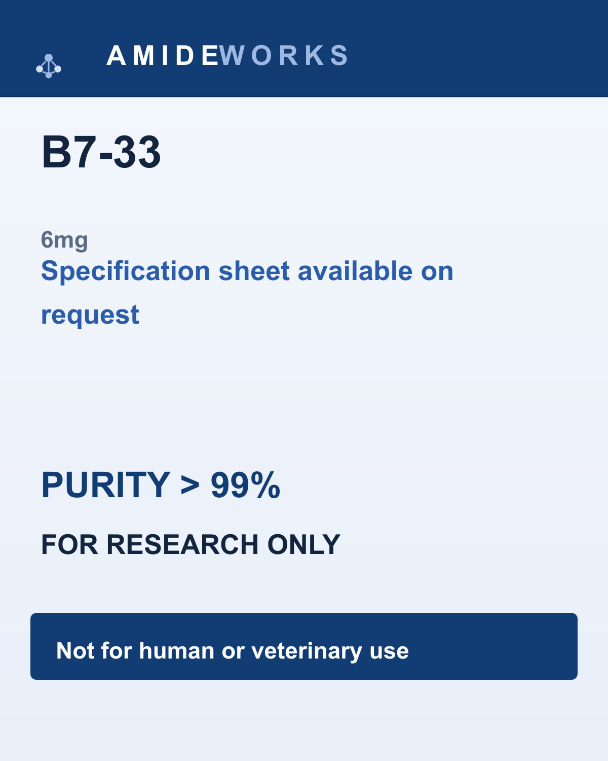 B7-33 (6mg) — product label, purity above 99%, research use only