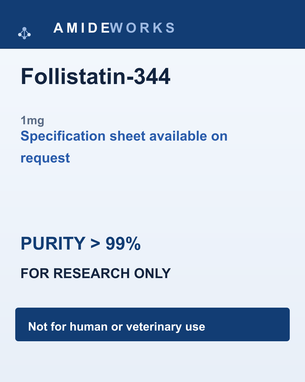 Follistatin-344 (1mg) — product label, purity above 99%, research use only
