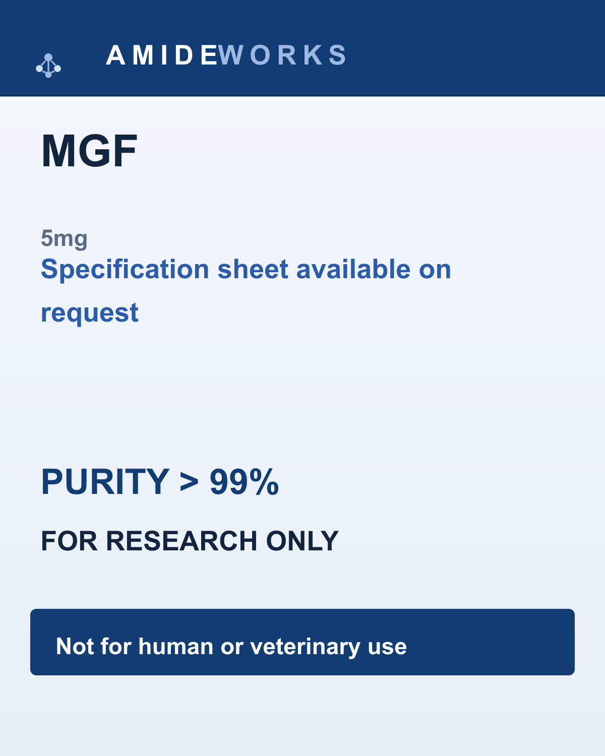 MGF (5mg) — product label, purity above 99%, research use only