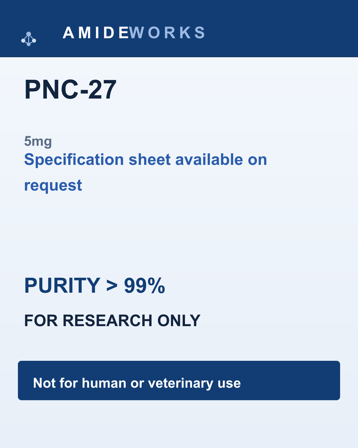 PNC-27 (5mg) — product label, purity above 99%, research use only