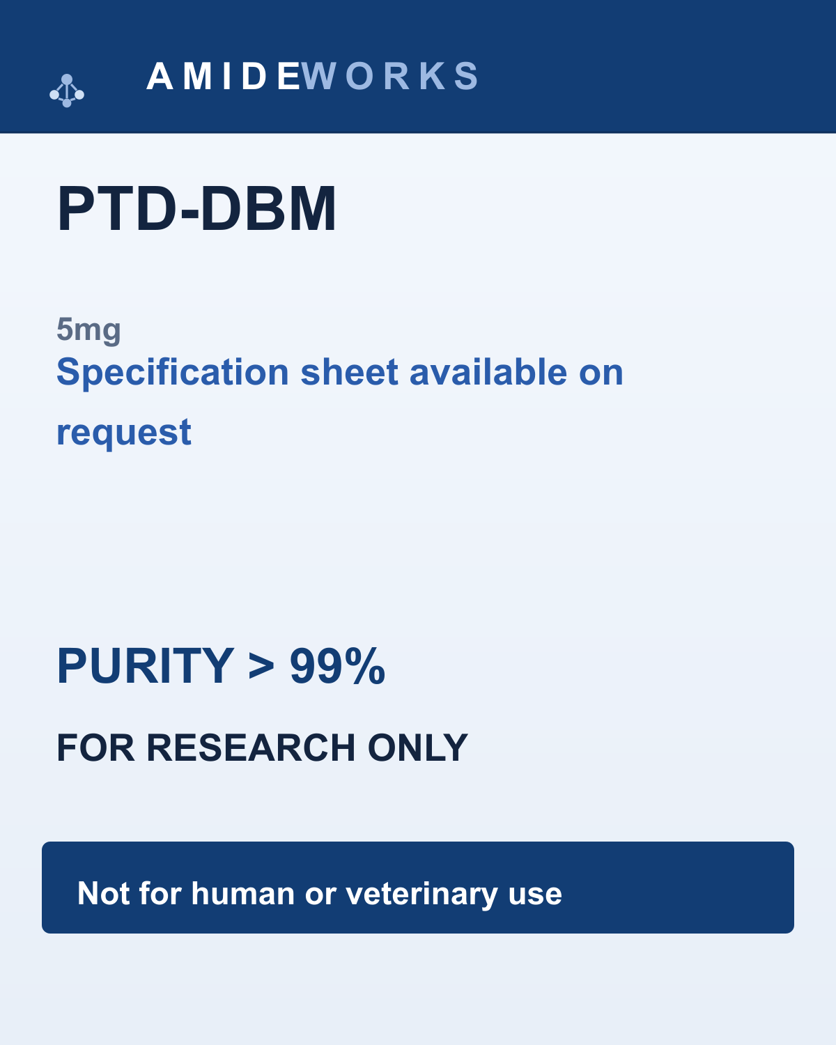 PTD-DBM (5mg) — product label, purity above 99%, research use only