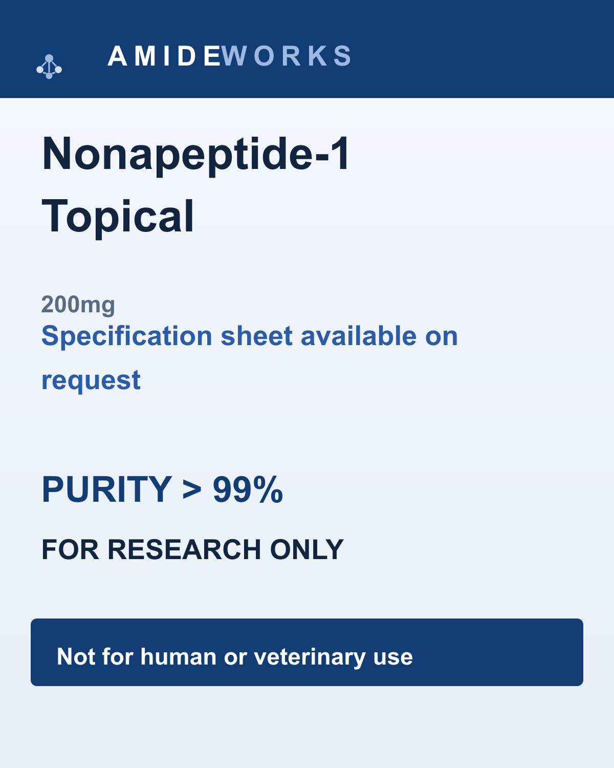 Nonapeptide-1 Topical (200mg) — product label, purity above 99%, research use only