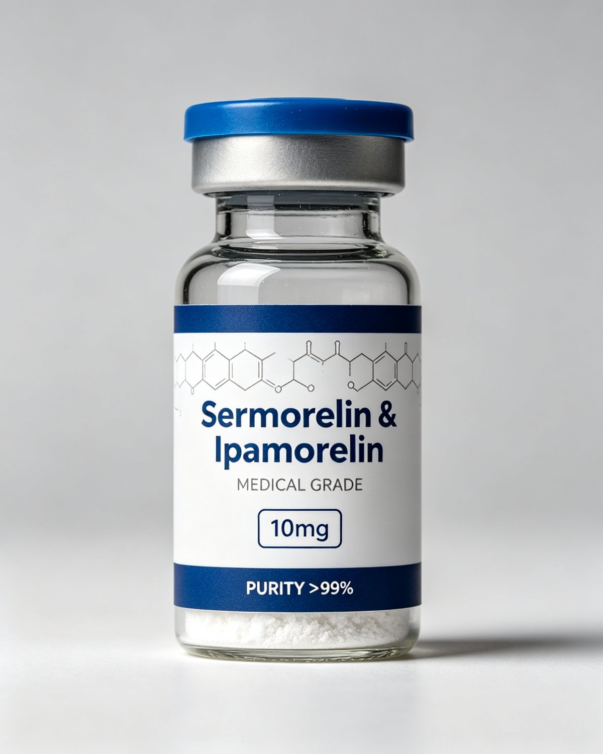 Sermorelin & Ipamorelin Blend (10mg) —product label, purity above 99%, research use only