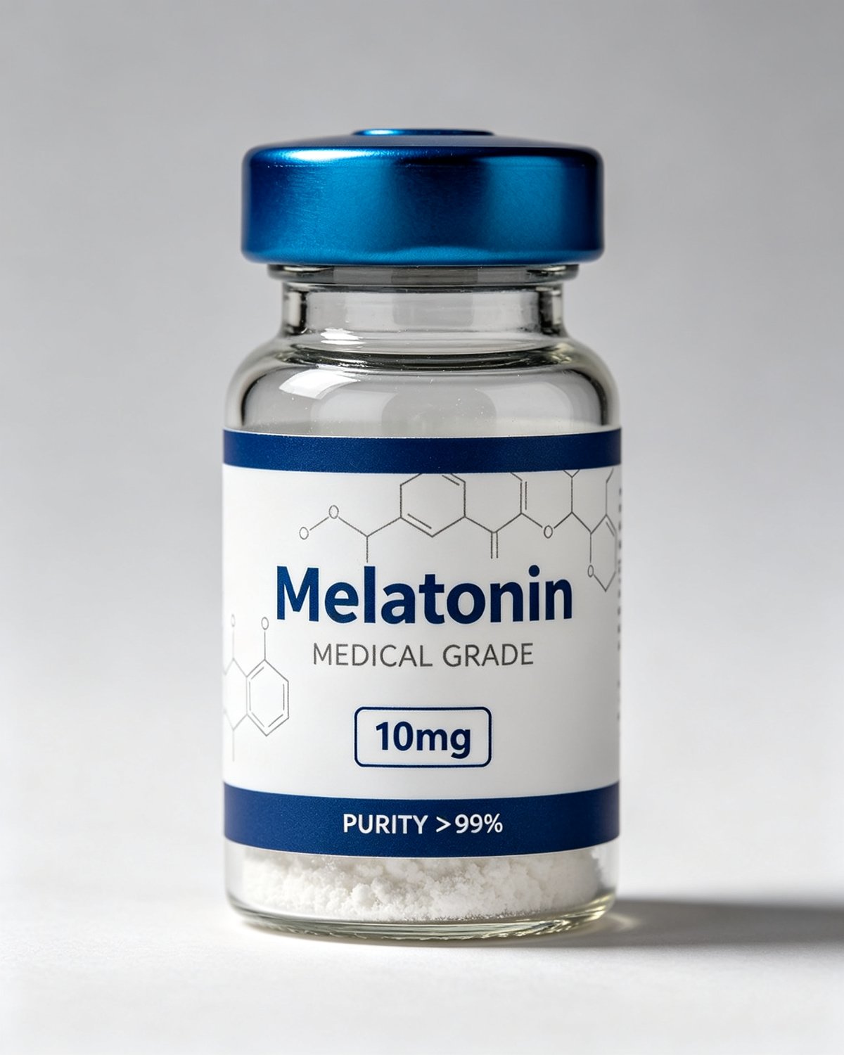 Melatonin (10mg) —product label, purity above 99%, research use only